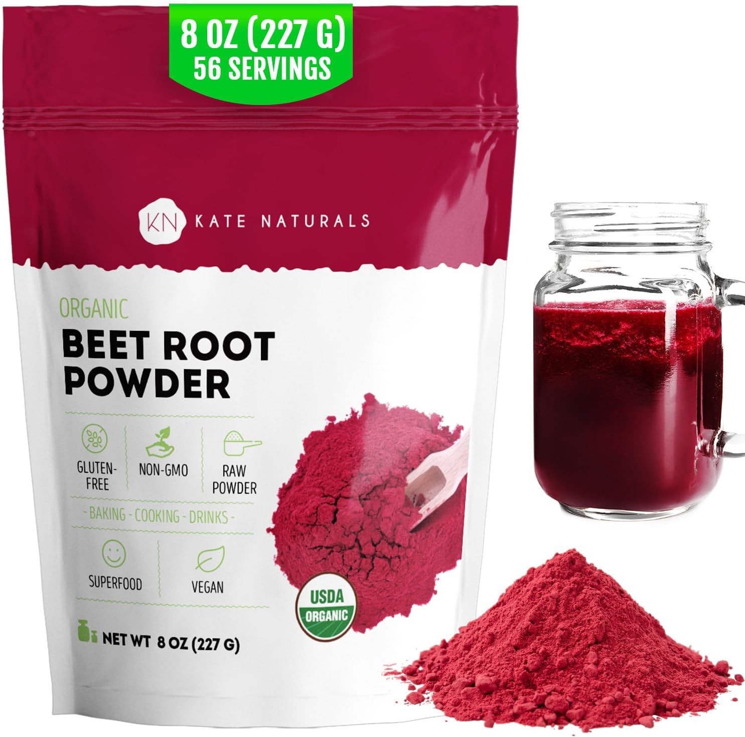 Naturals Organic Beet Root Powder for Smoothies, Baking & Juice. Raw Beetroot