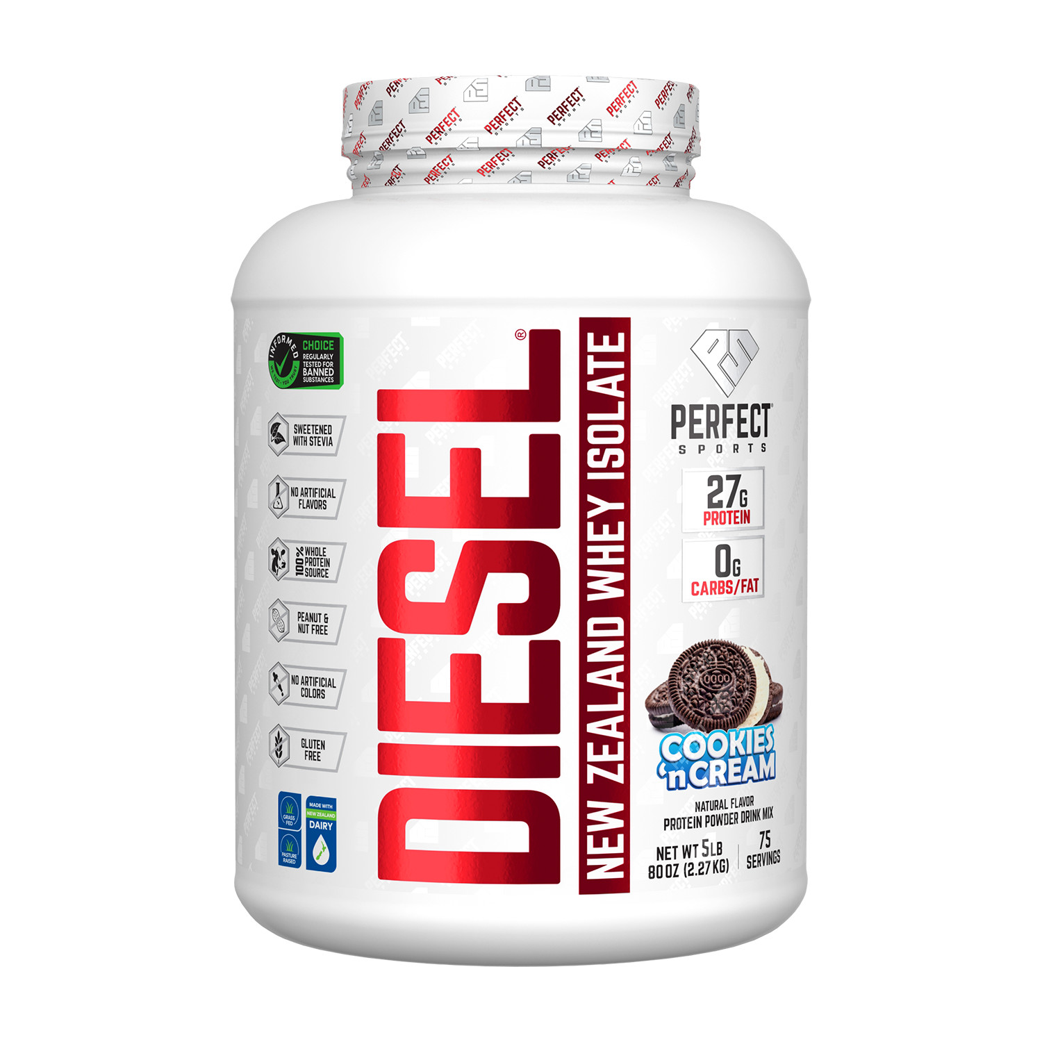 Diesel, New Zealand Whey Isolate, Cookies ‘n Cream, 5 lbs (2.27 kg)