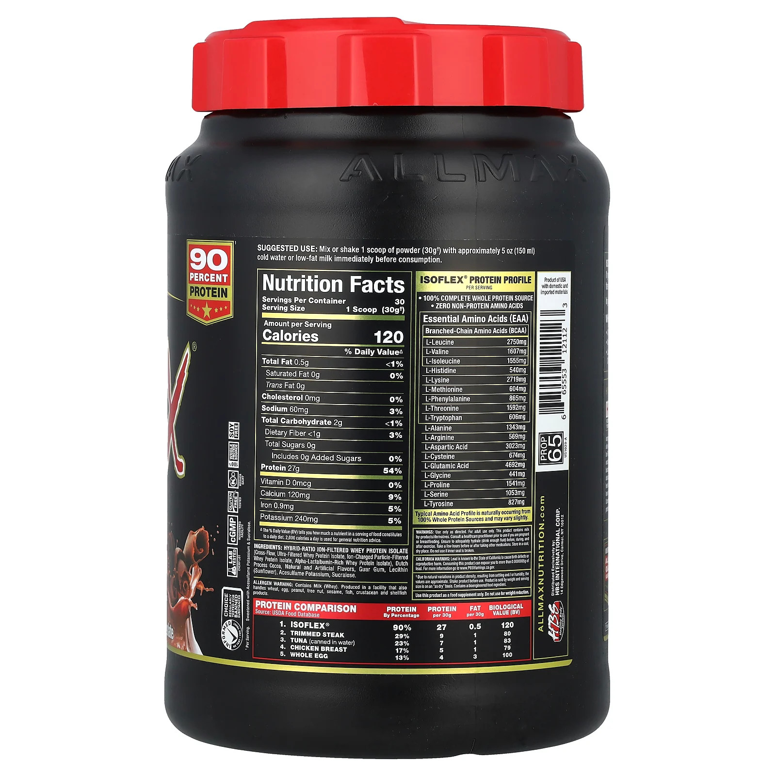 Isoflex, 100% Ultra-Pure Whey Protein Isolate, Chocolate, 32 oz (907 g)