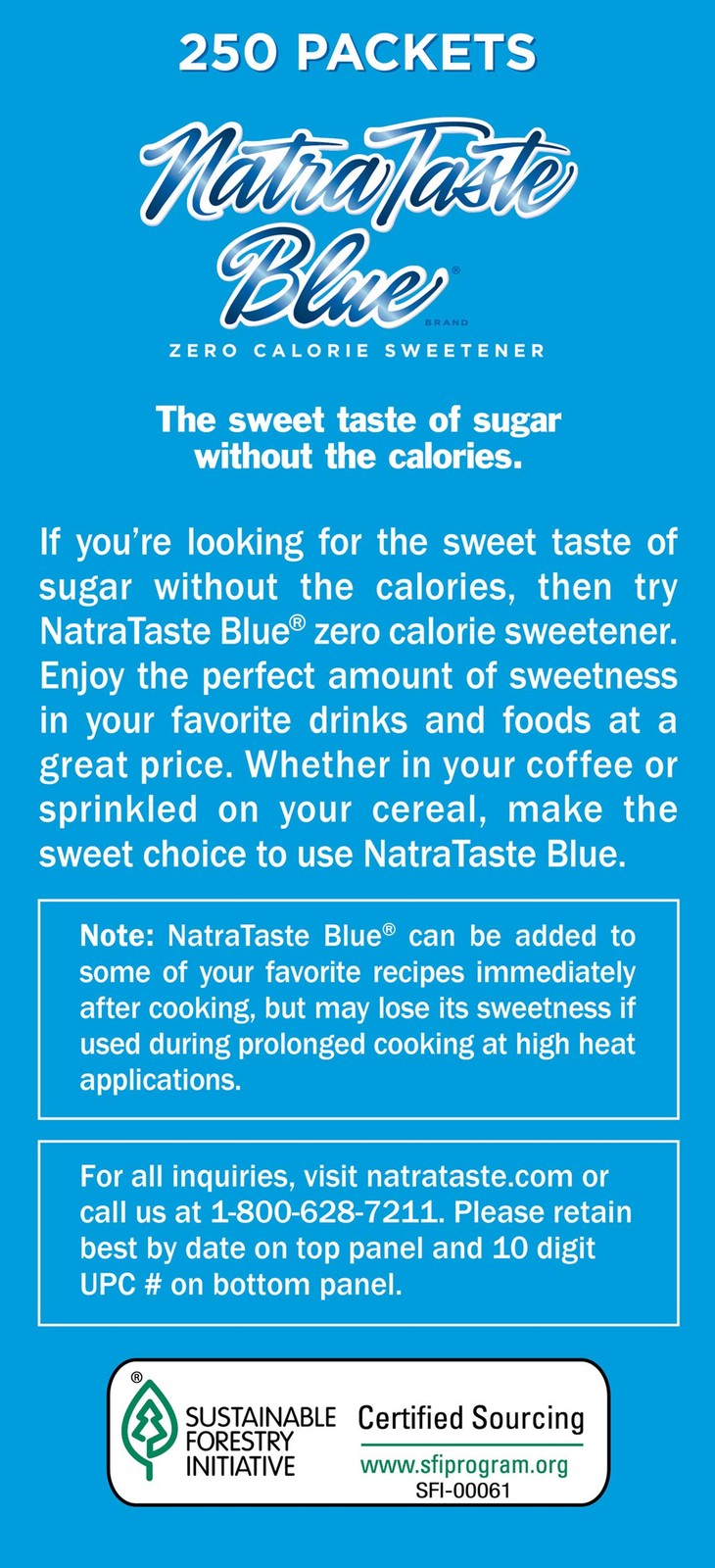 NatraTaste Blue Zero Calorie Sweetener, Bulk Sugar 8.82 Ounce (Pack of 8)