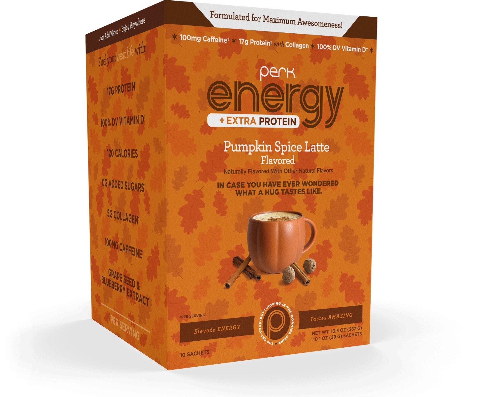 Perk Energy + Extra Protein Powder (Pumpkin Spice Latte) 10 Packets