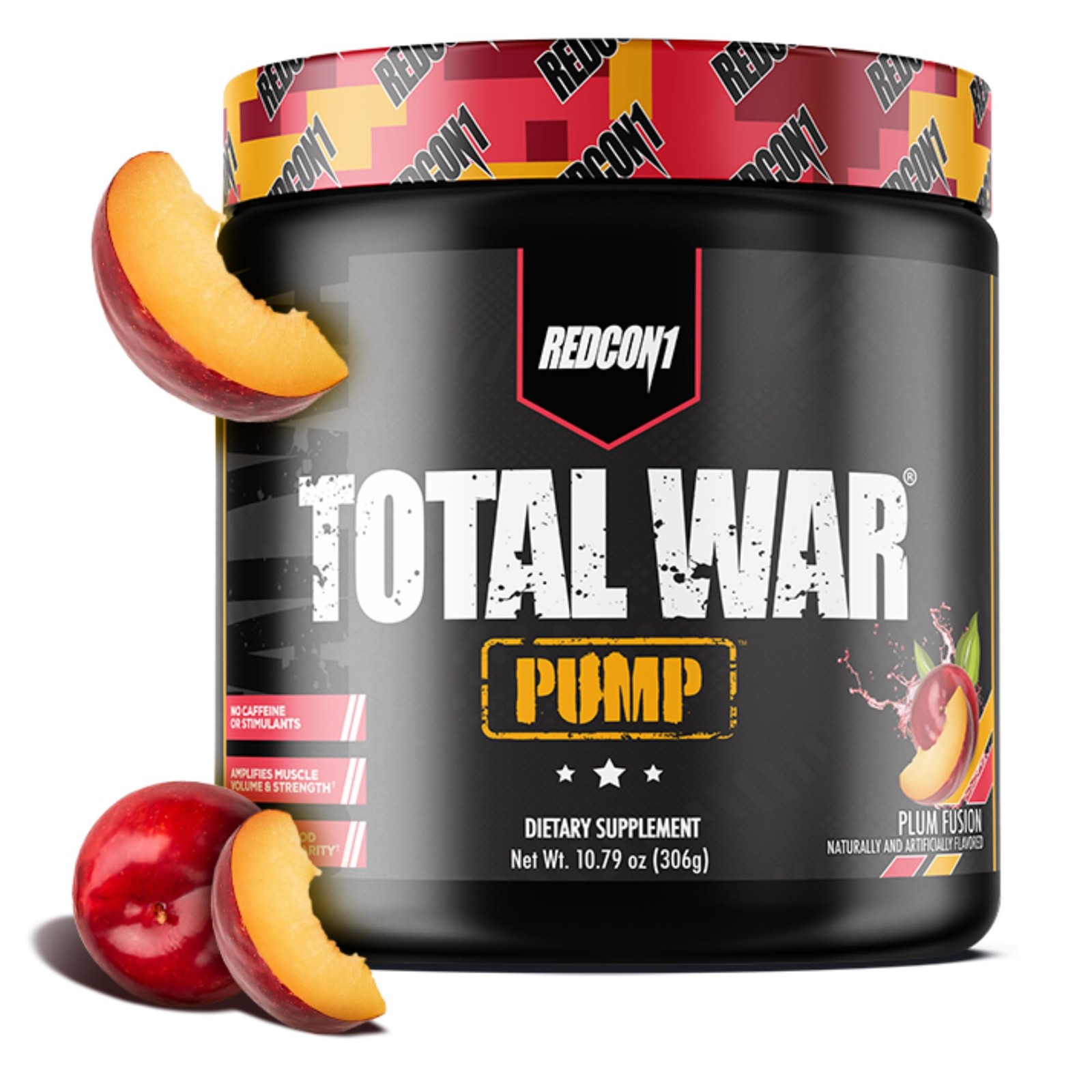 Redcon1 Total War Pump Non-Stim Pre Workout Powder for Men & Women Fuel Plum Fus
