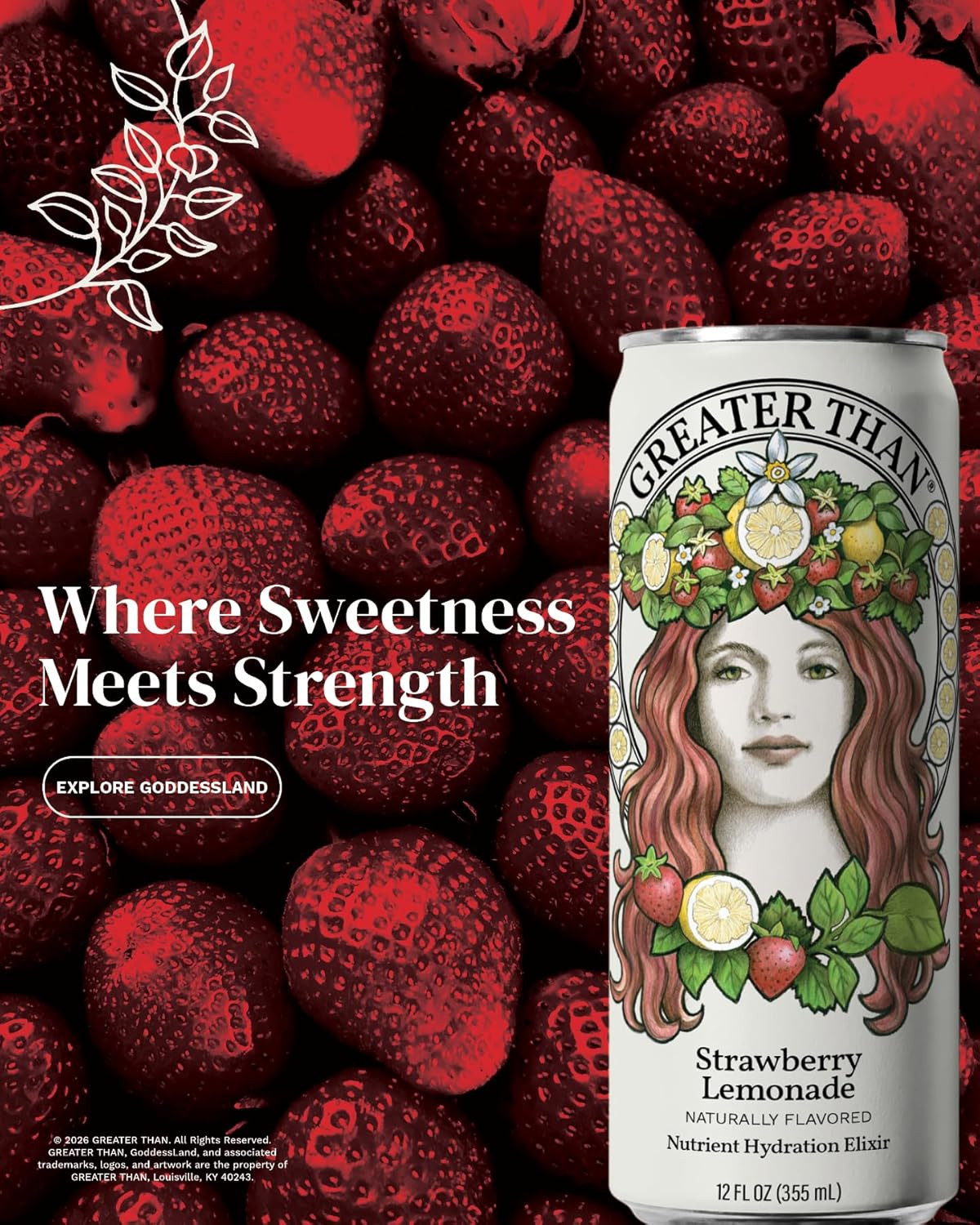 GREATER than Hydration for Her, Strawberry Lemonade Electrolyte Water, 12 Pk