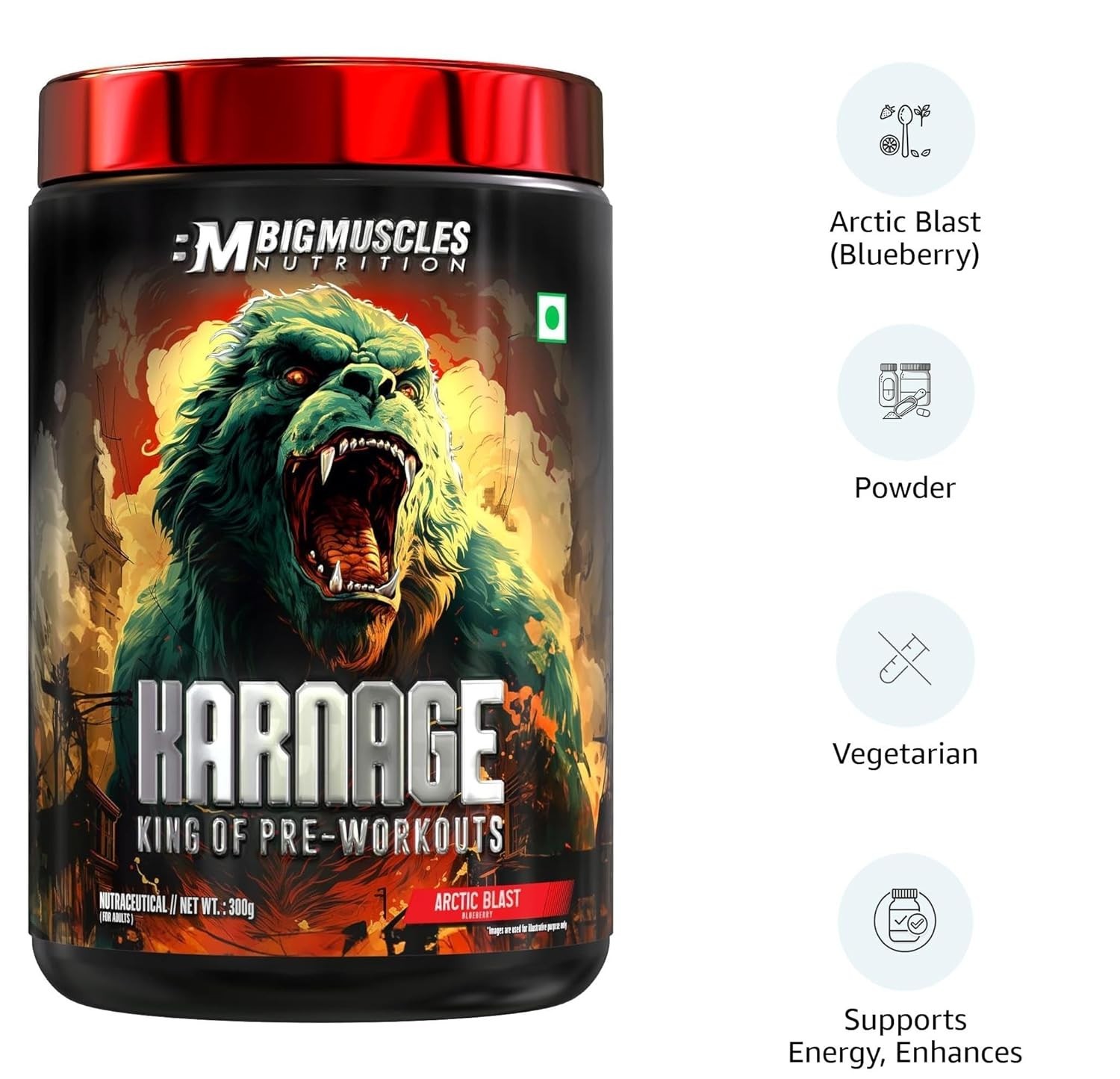 Bigmuscles Nutrition Karnage 60 Servings (Arctic Blast, 300g)