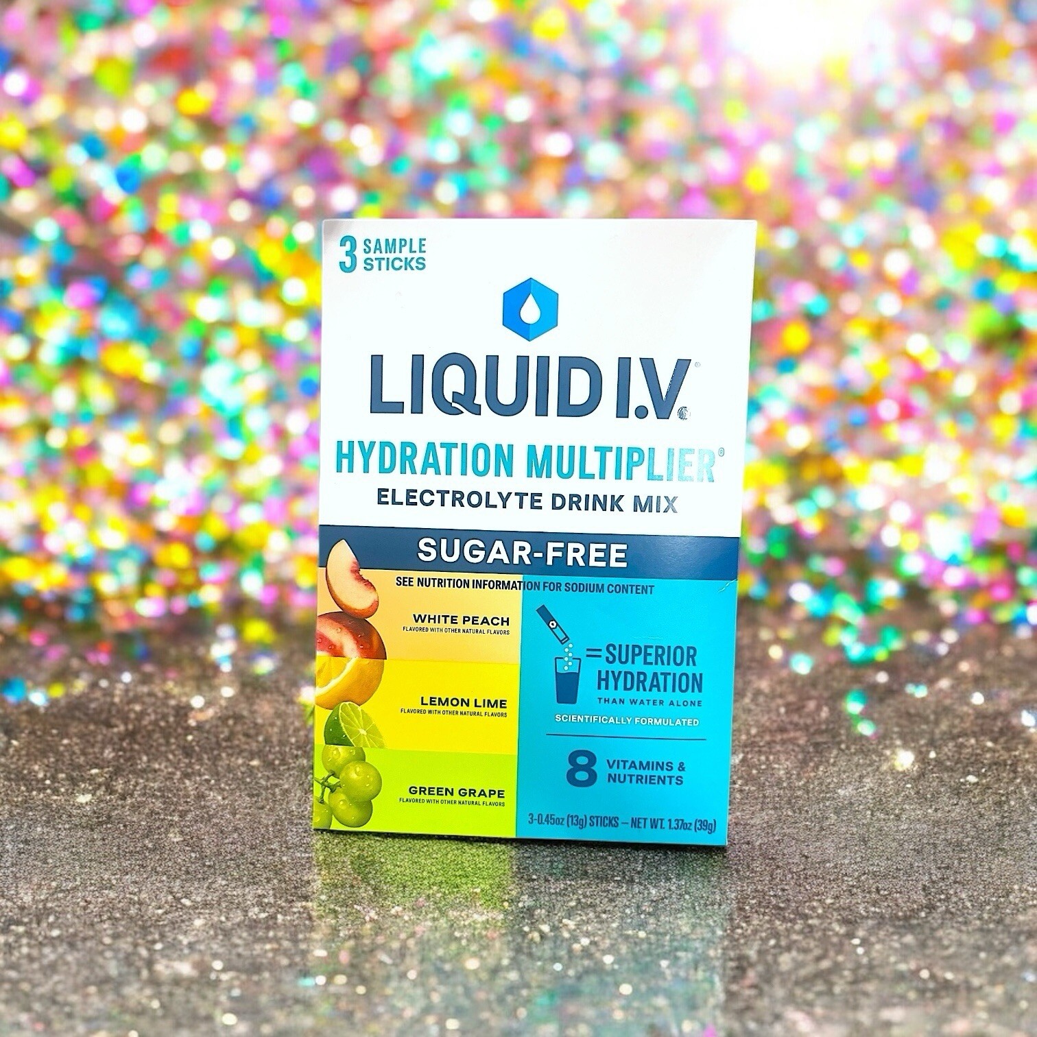 LIQUID IV Hydration Multiplier Sugar-Free 3 count sample pack 0.45 OZ EACH NIP