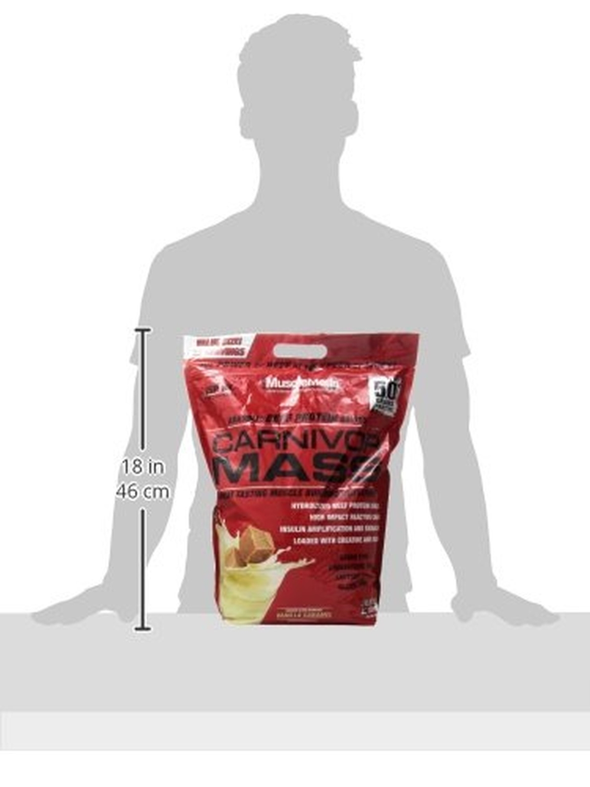 MuscleMeds Carnivor Mass Anabolic Beef Protein Gainer, Vanilla Caramel, 10 Po…