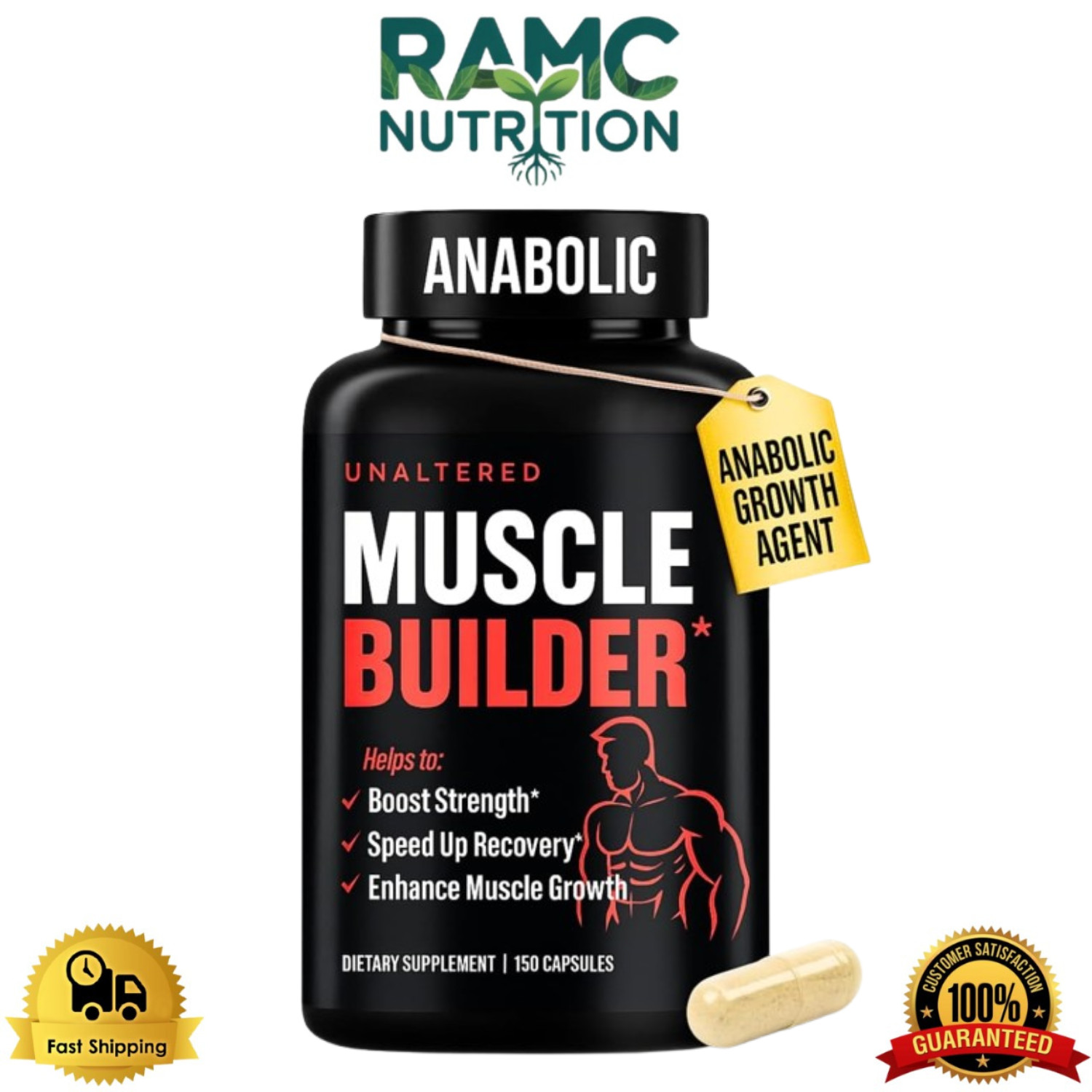 UNALTERED Muscle Builder for Men, Growth, Size, Strength – 150 Capsules
