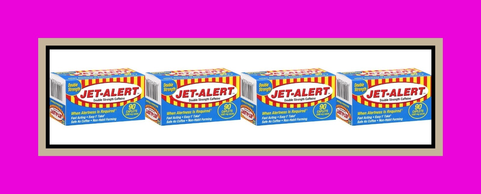 Jet Alert Stay Awake Caffeine Tablets 4 Boxes-Great value