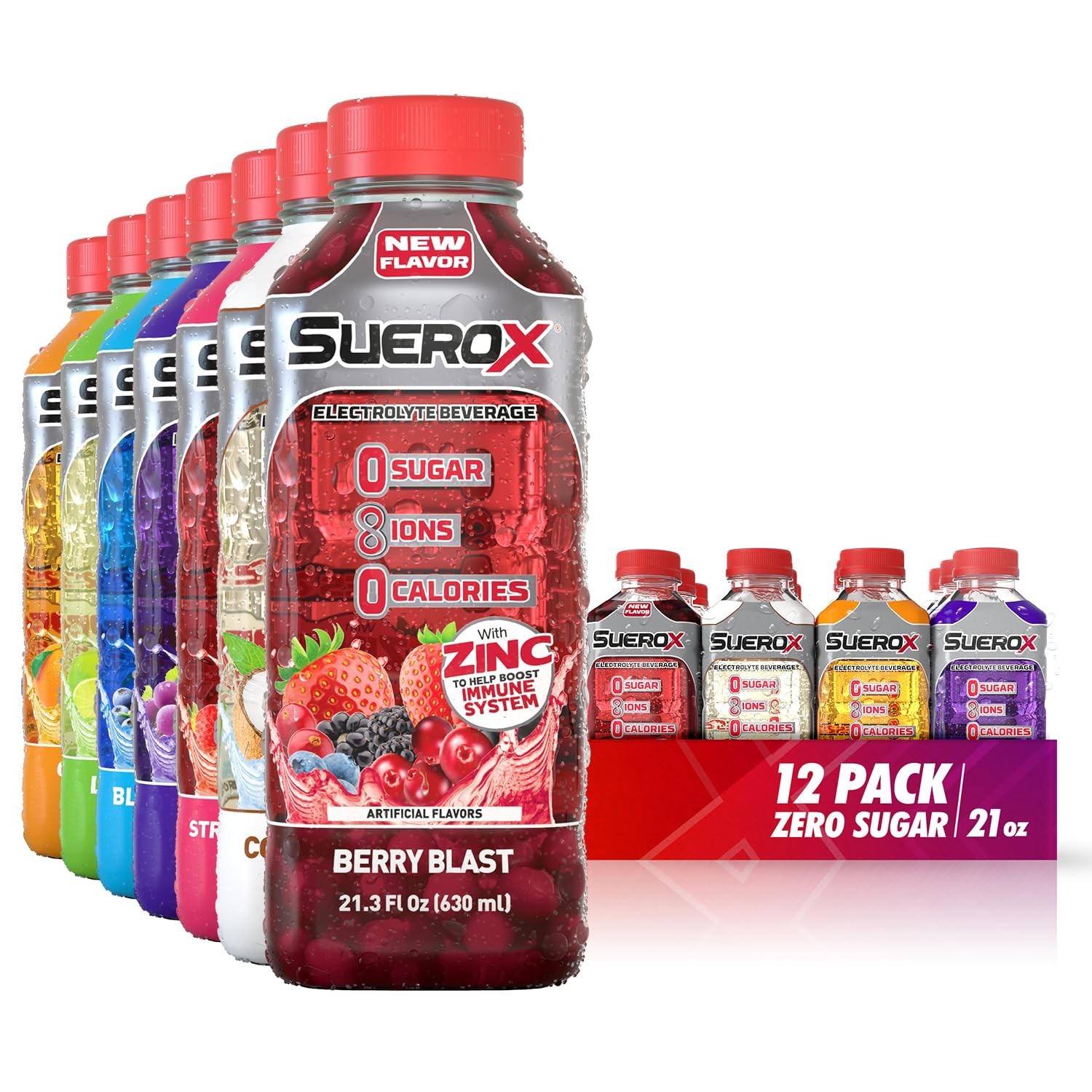 Delicious Zero Sugar Electrolyte Sports Drink – 7 Flavor Variety, 21.3 Fl Oz