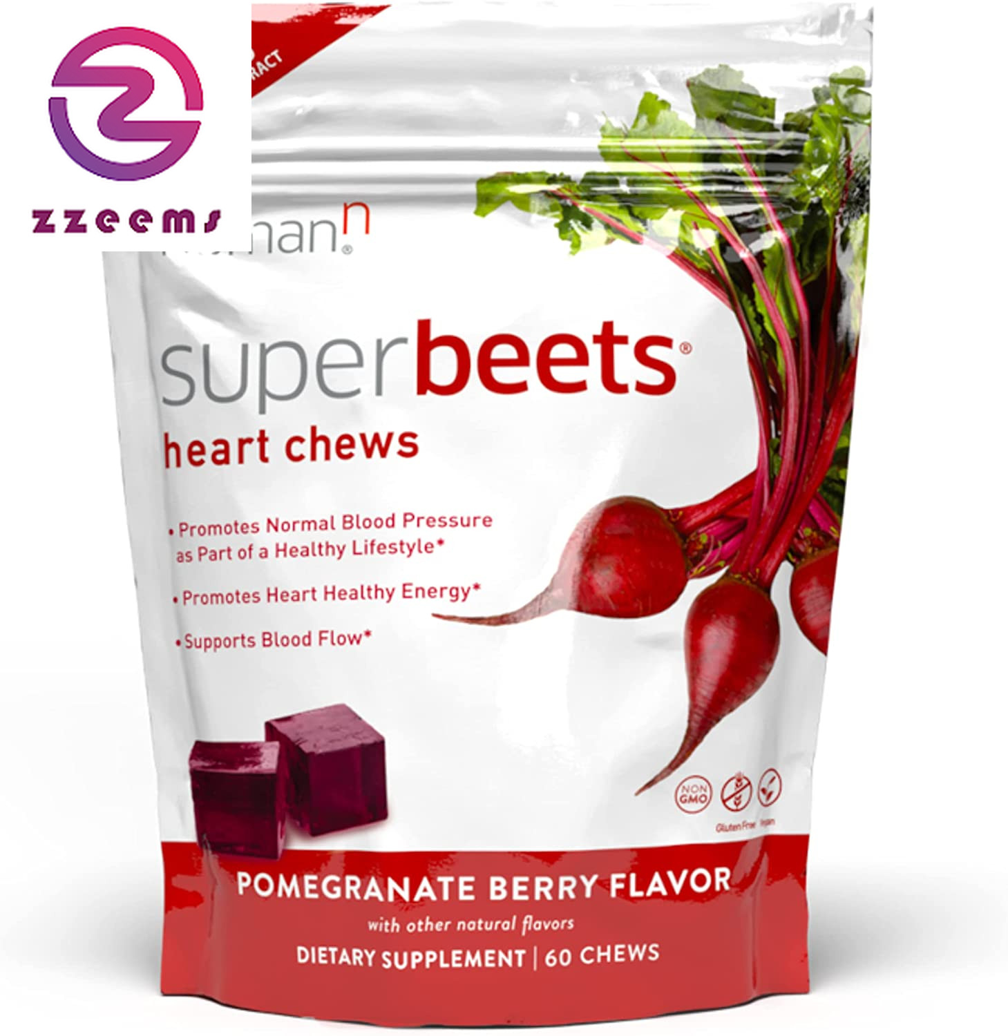 Superbeets Heart Chews – Nitric Oxide Production and Blood Pressure Support – Gr