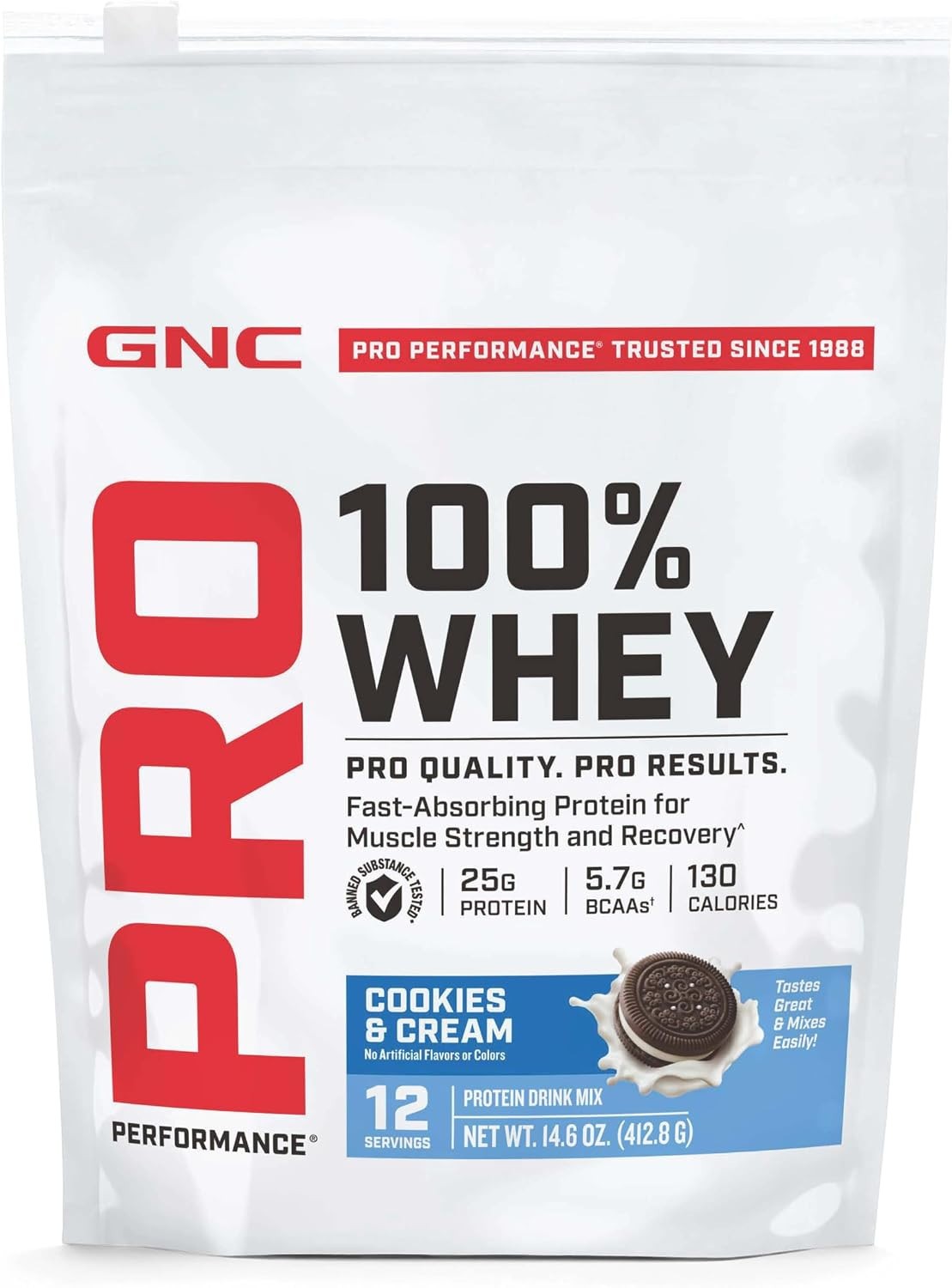 GNC Pro Performance 100% Whey 2.0 Cookies & Cream Protein Powder 12 Servings