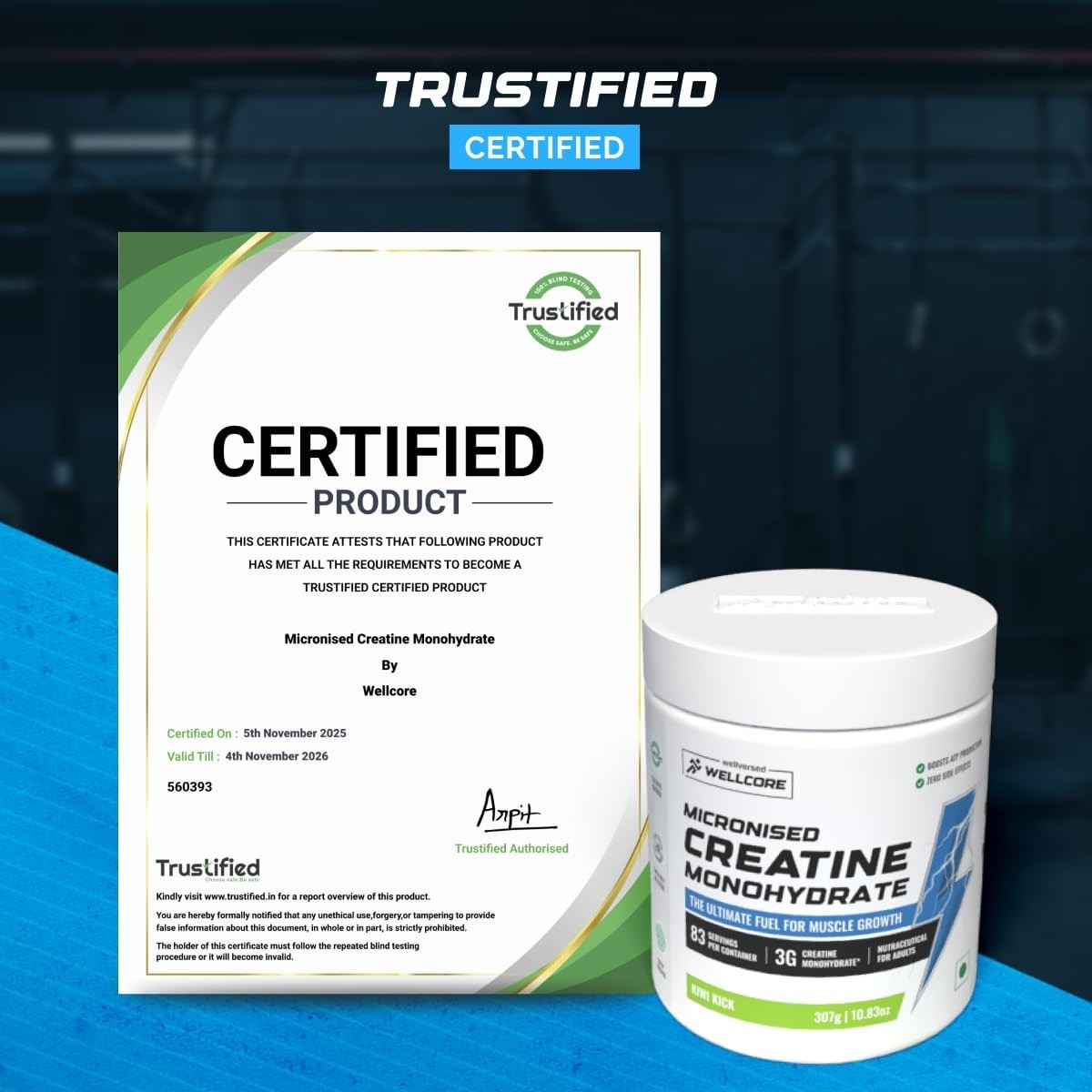 Wellcore Pure Micronised Creatine Powder For Enhanced Muscle Strength | 307gm