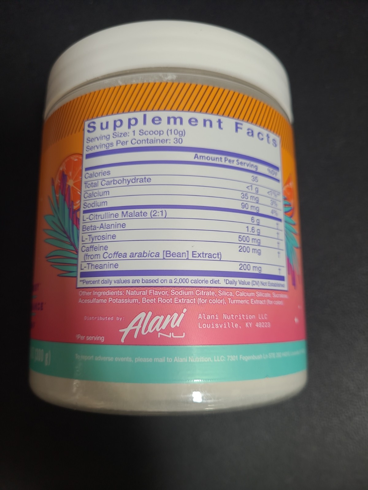 Alani Nu Pre Workout Powder Orange KISS 30 Servings 10.5 Oz 07/2027