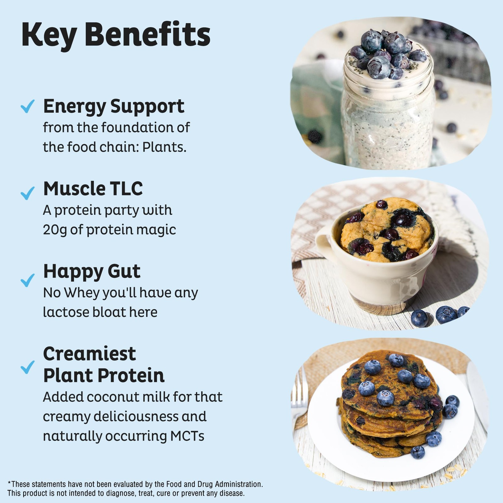 KOS Organic Plant Based Protein Powder – Blueberry Muffin Pea Superfood 15 Servi