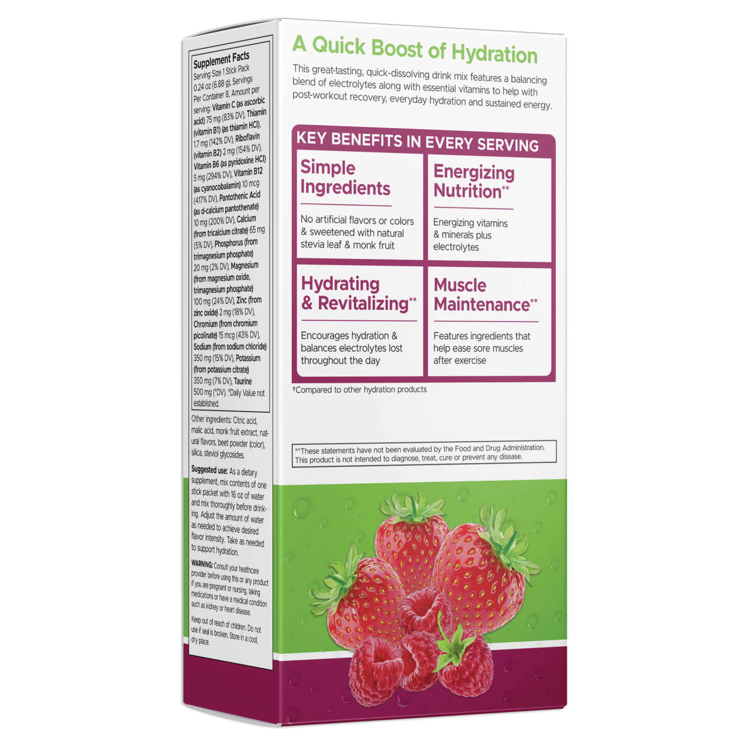 Swanson Simply Hydrate Electrolyte Hydration Mix – Berry Blast 8 Pkts