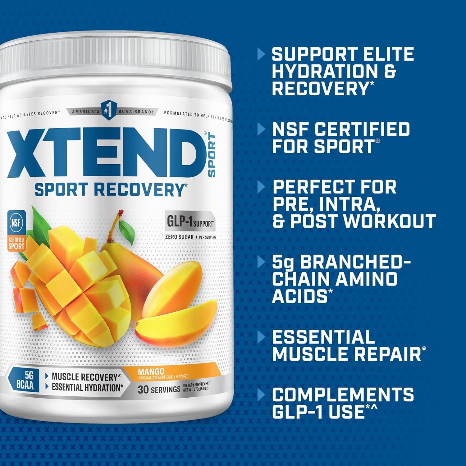 Xtend Sport BCAA Powder Mango – Electrolyte Powder for Recovery & Hydration