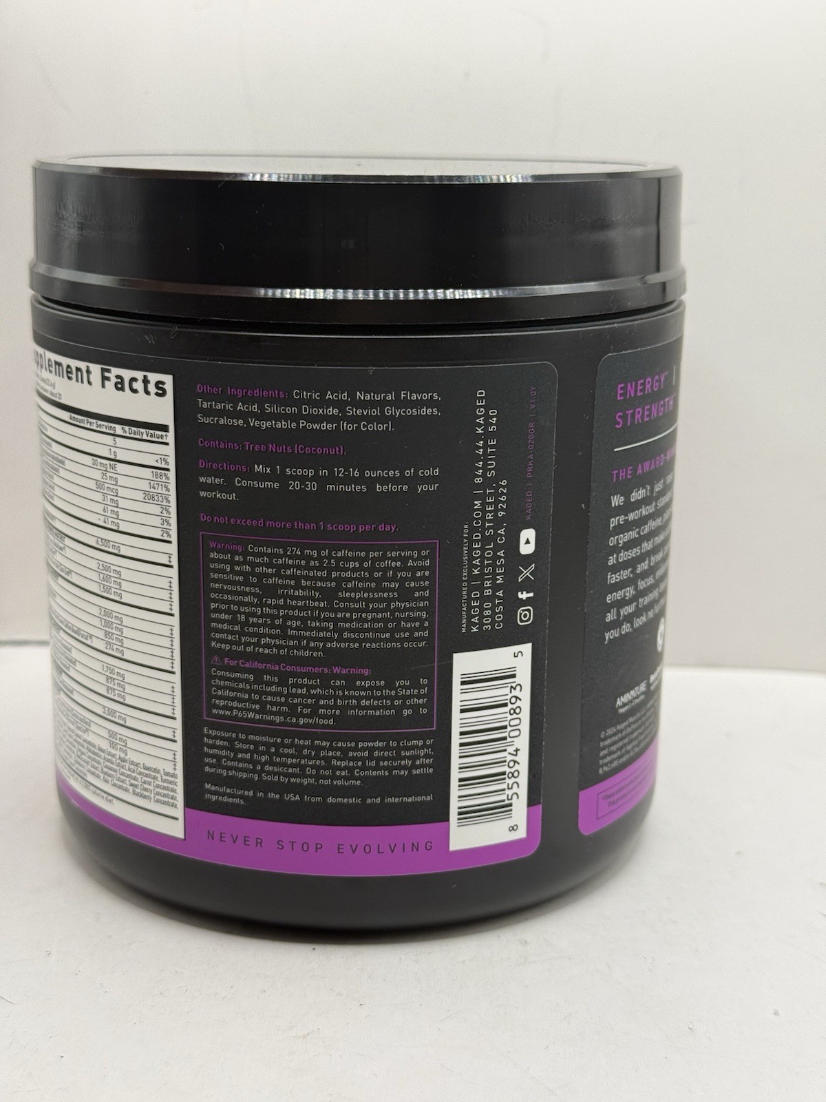 KAGED, Pre-Workout, Grape 1.21 lb (548g) – New!