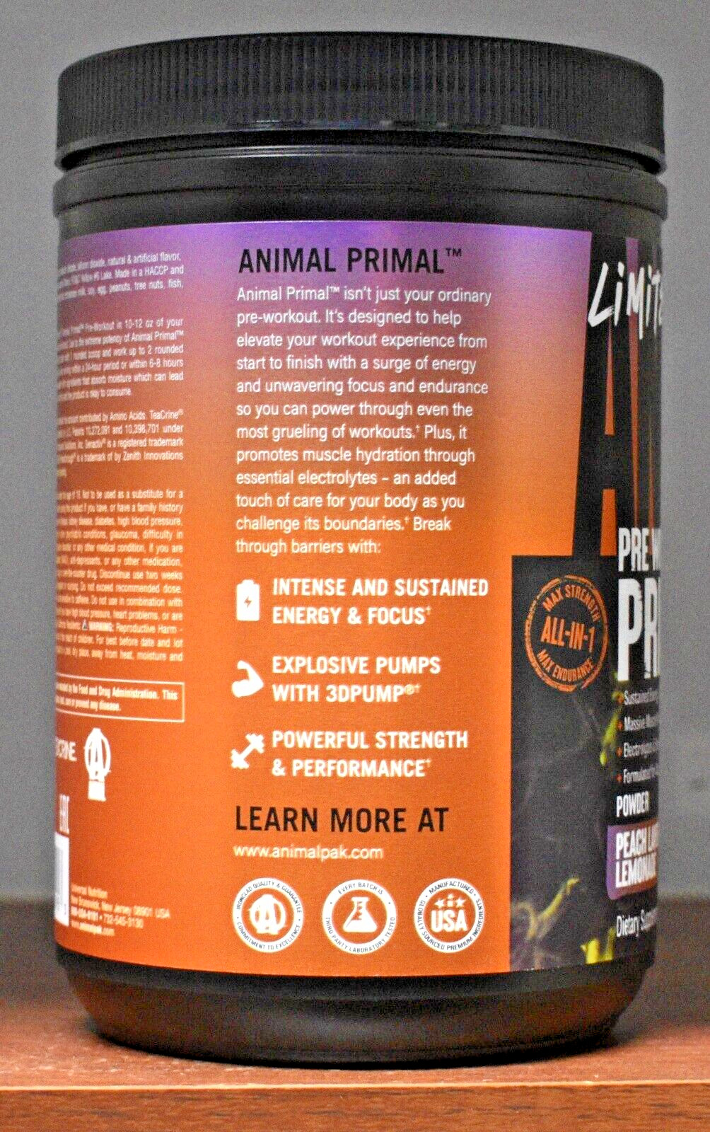Animal Primal Pre-Workout Limited Edition Monica Granda Peach Lavender Lemonade