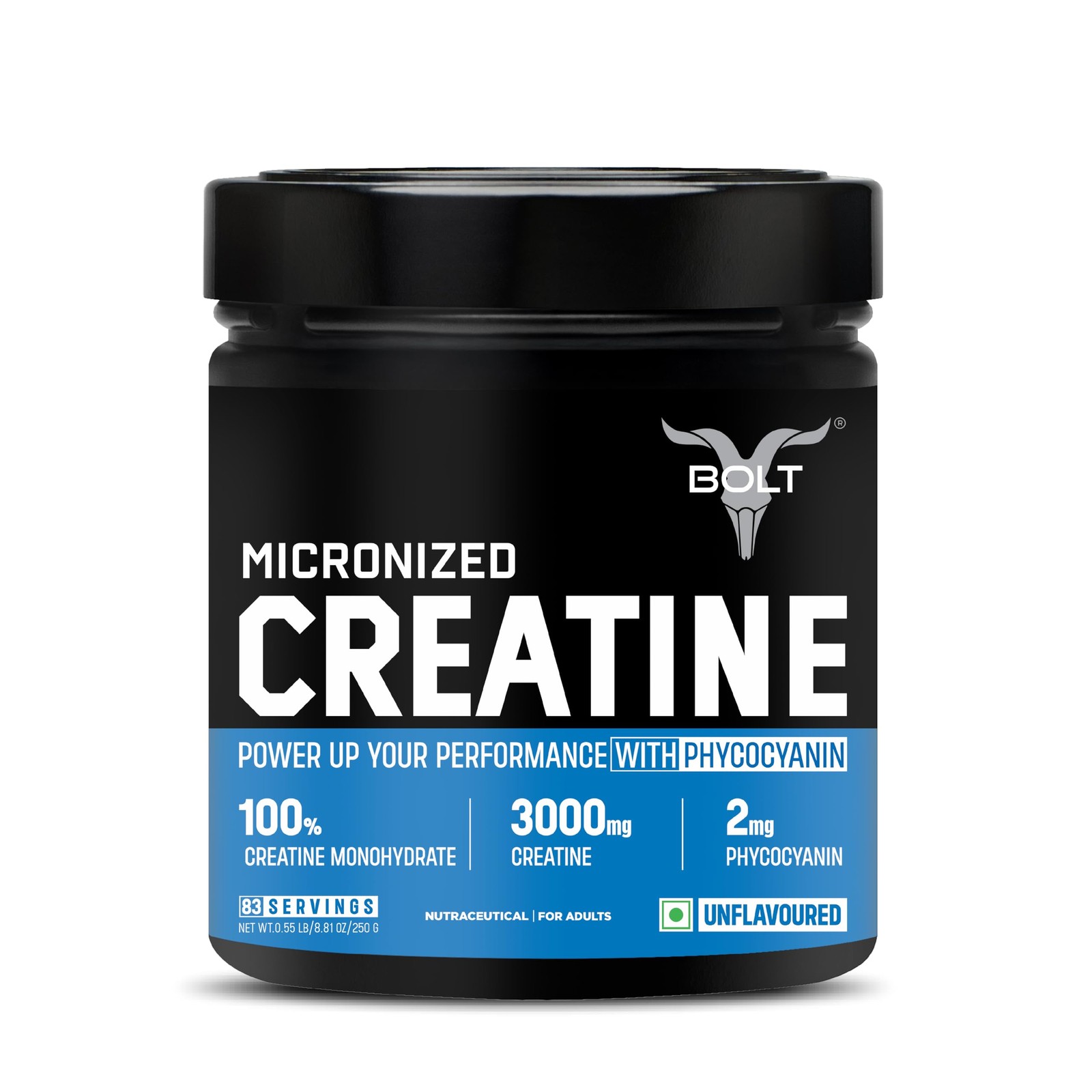 Bolt Creatine Monohydrate 250g | 83 Servings | Unflavoured