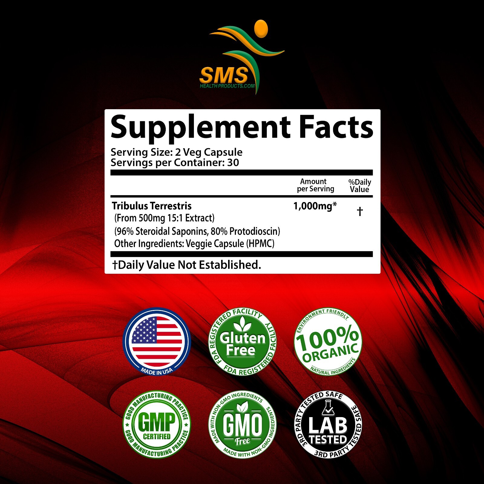 Tribulus Terrestris Increase Test Booster, Energy, Stamina, Endurance, Muscle 60