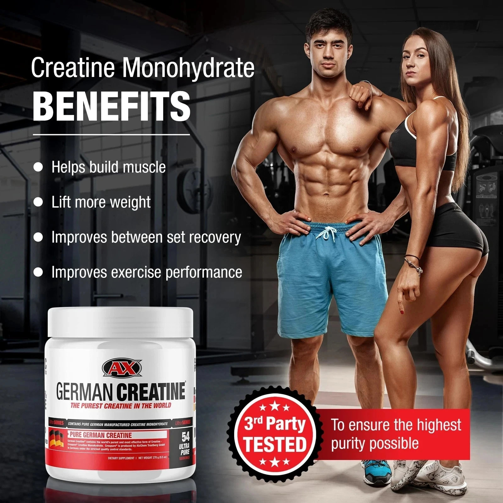 German Creatine – Micronized Creatine Monohydrate Powder 99.99% Pure Creapure…