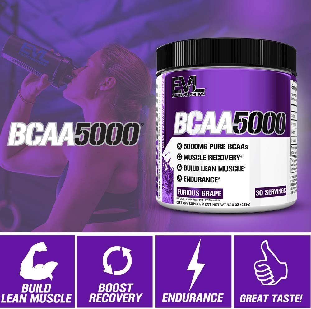 Evlution EVL BCAAs Amino Acids BCAA5000- Stim Free Pre-Workout – All Flavors