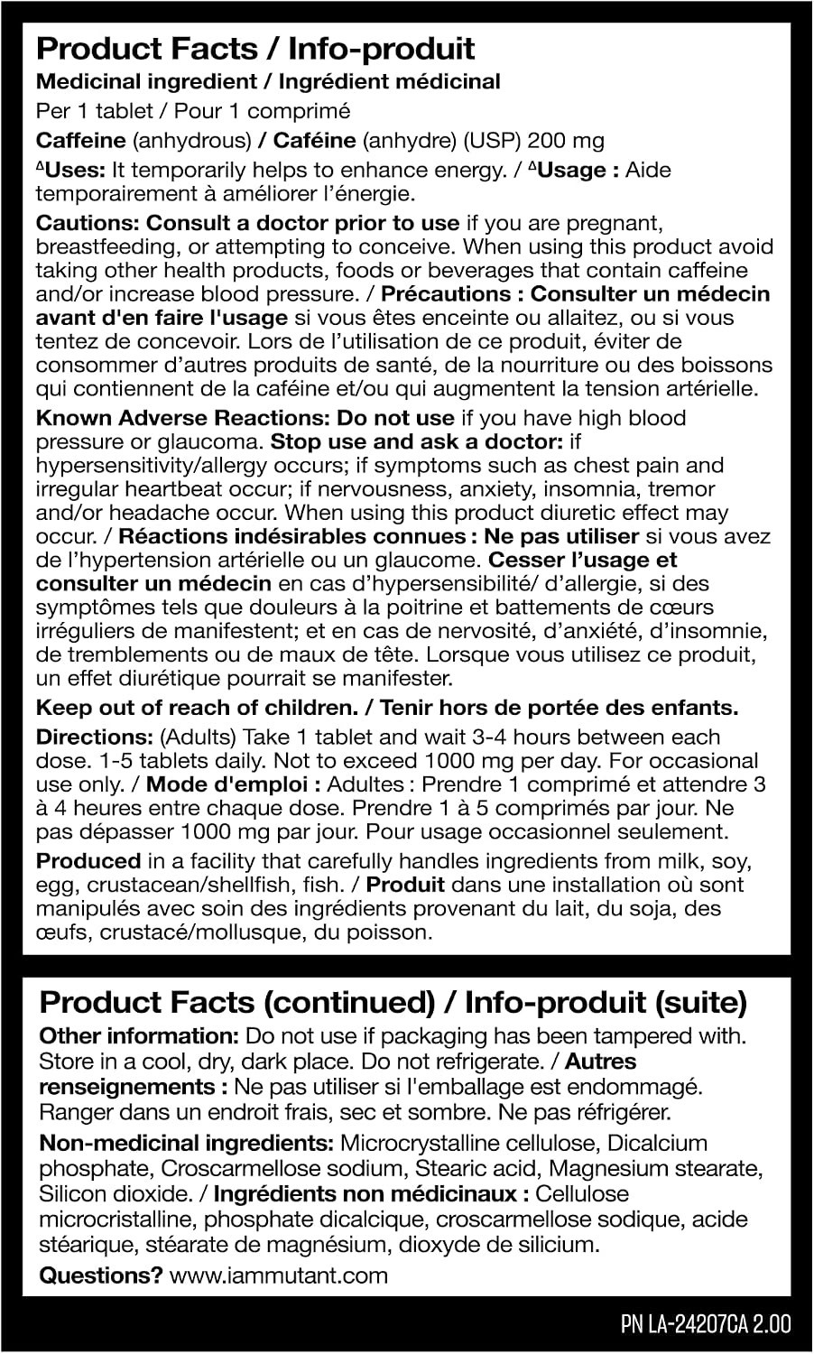 Mutant Caffeine 200mg Tablets – 240 | Canadian Made