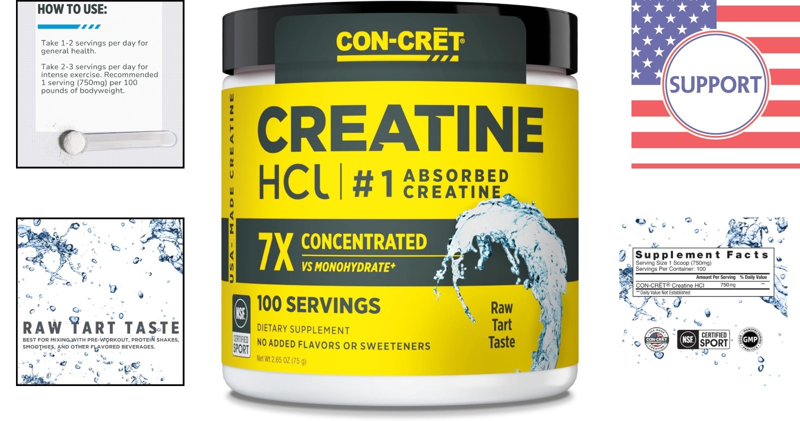 Creatine HCl Powder – 100 Servings for Muscle & Cognitive Energy, NSF Certified