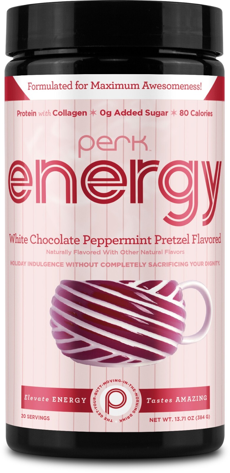Perk Energy Original White Chocolate Peppermint Pretzel Drink Mix (20 Servings)