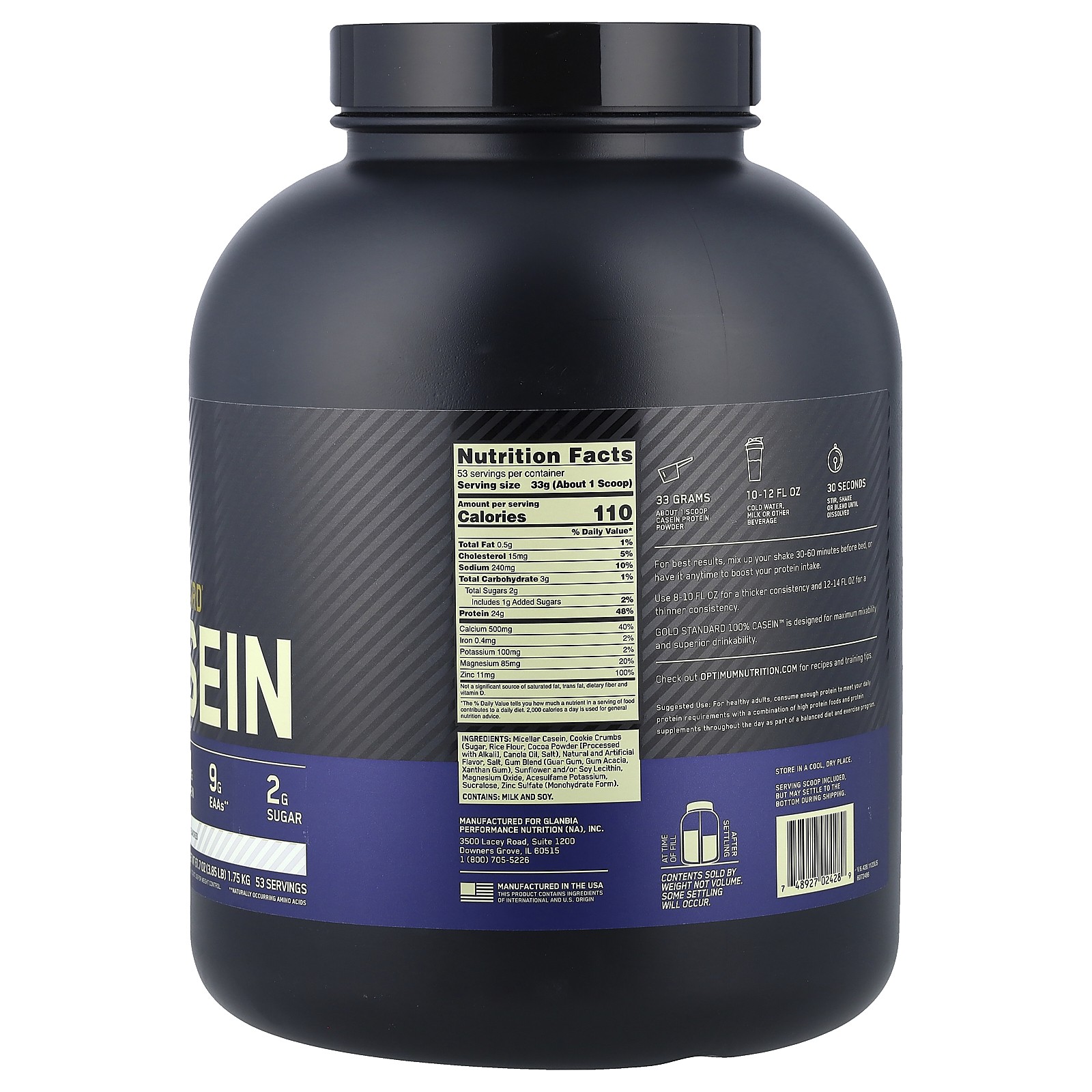 Gold Standard 100% Casein, Cookies & Cream, 3.86 lb (1.75 kg)