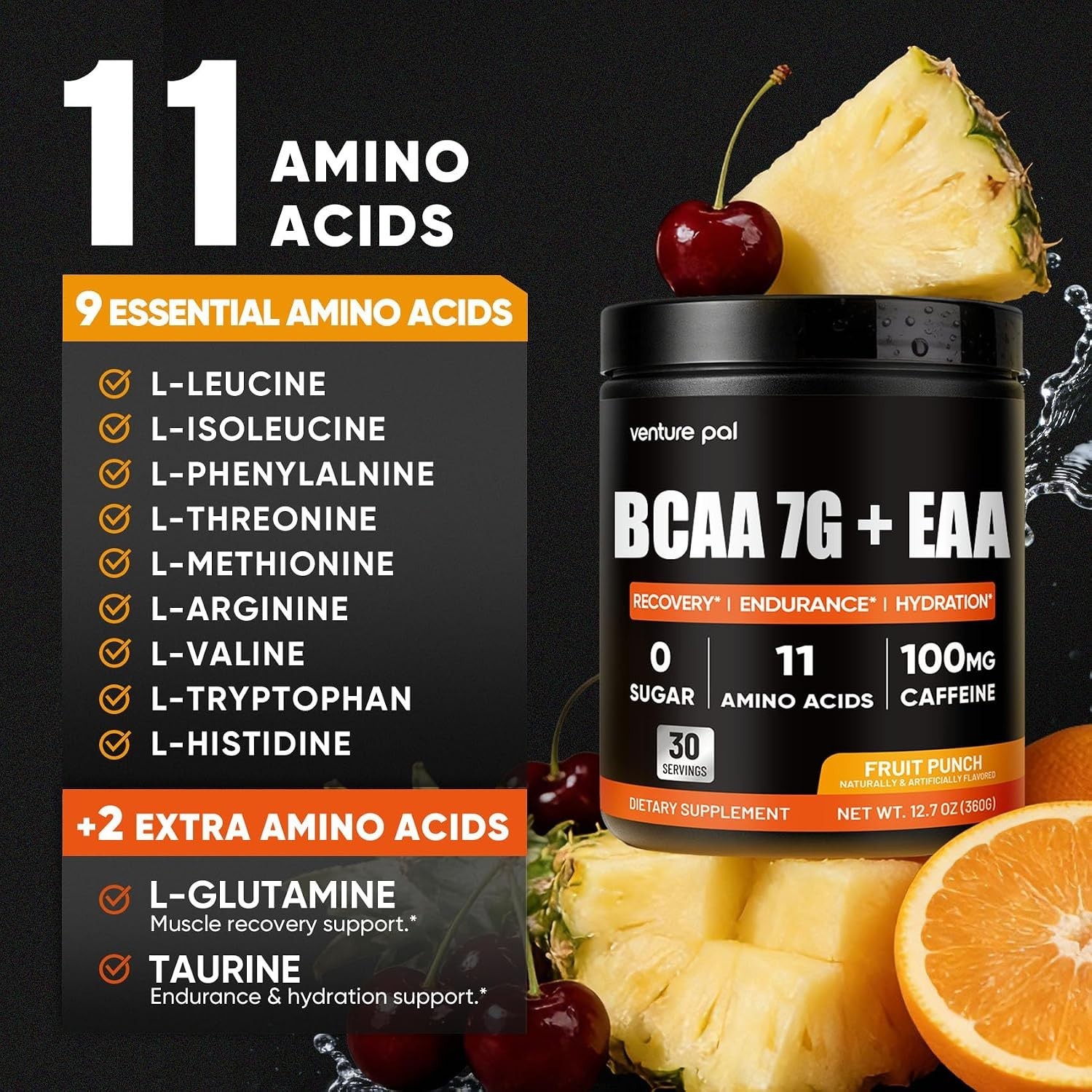 Venture Pal Sugar Free 7g BCAA + EAA Powder | Supports Muscle Recovery