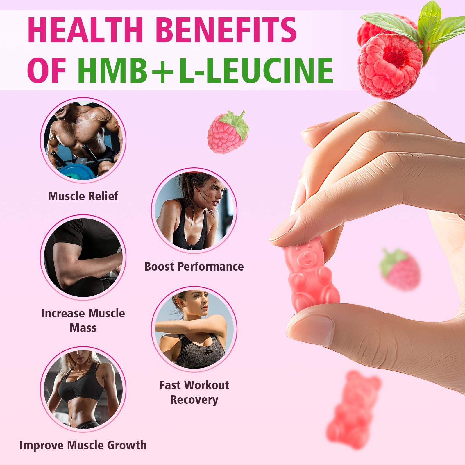 MEENCCD 2 Pack HMB and LLeucine Gummies, HMB and Leucine Amino Acid for Muscl…