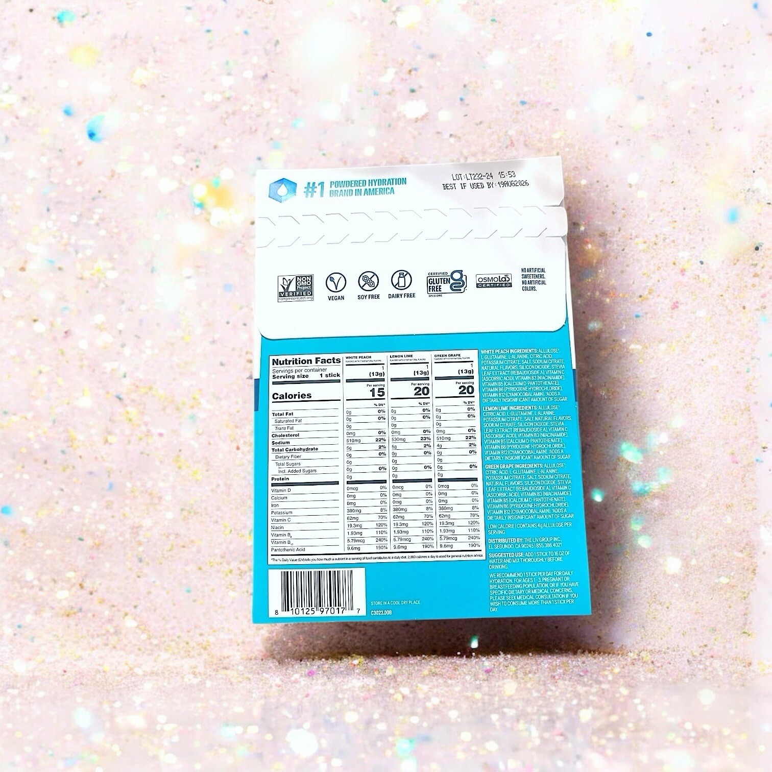 LIQUID IV Hydration Multiplier Sugar-Free 3 count sample pack 0.45 OZ EACH NIP