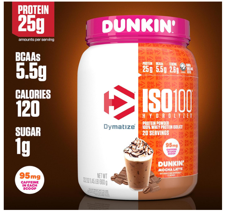 Dymatize Dunkin Mocha Latte ISO100 25g Protein 20Sv Caffeine
