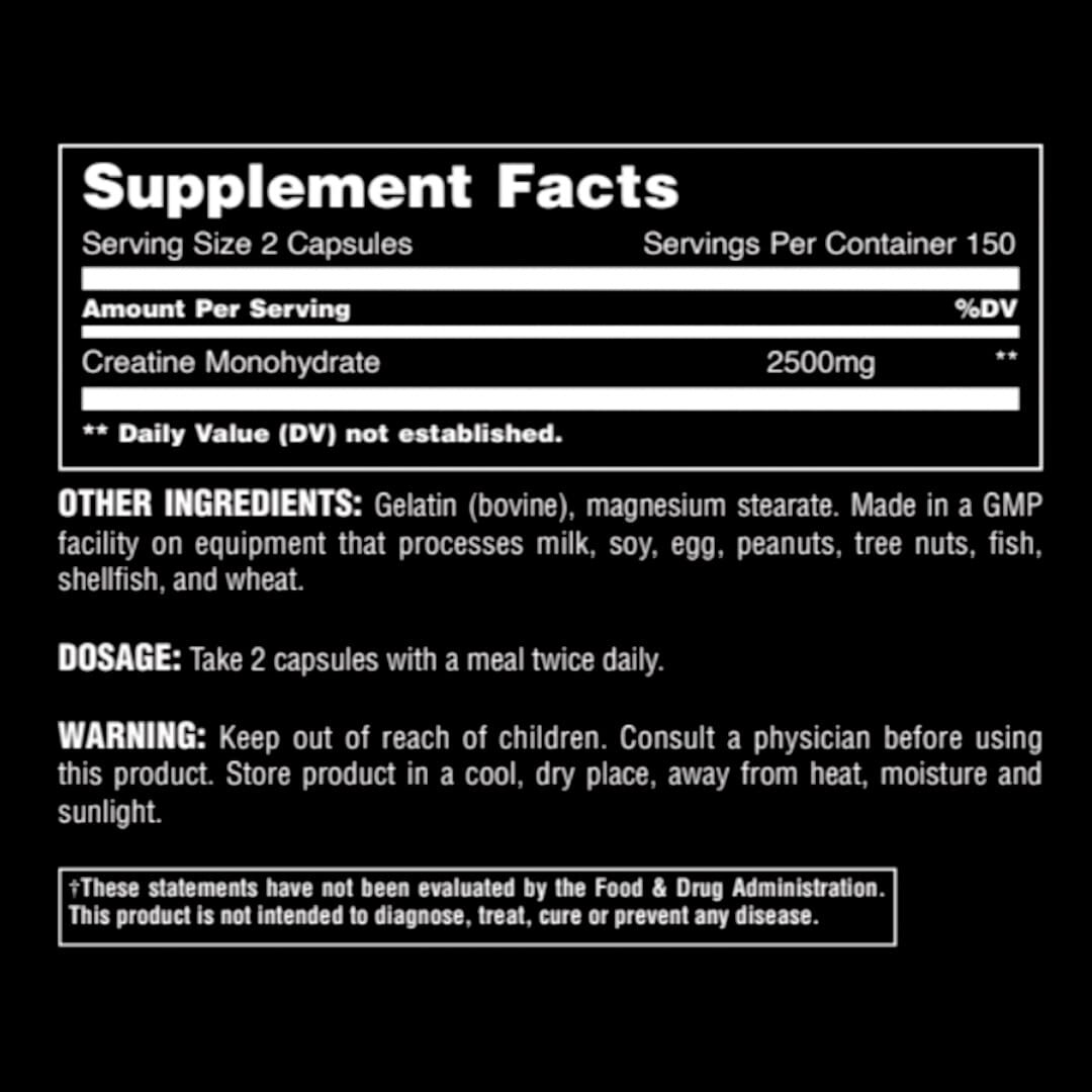 300 Count Creatine Monohydrate Capsules Muscle Builder Energy and Endurance