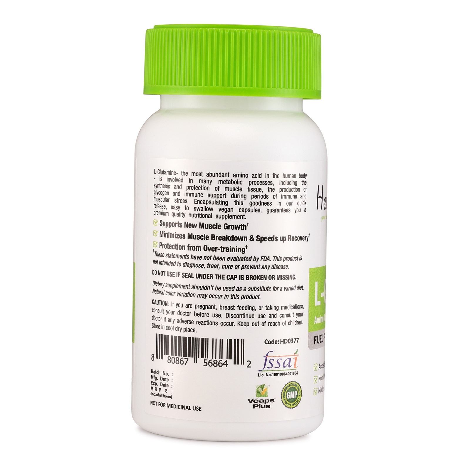 Pure Glutamine L-Glutamine Capsules Amino Acids Anabolic Support Muscle Recovery