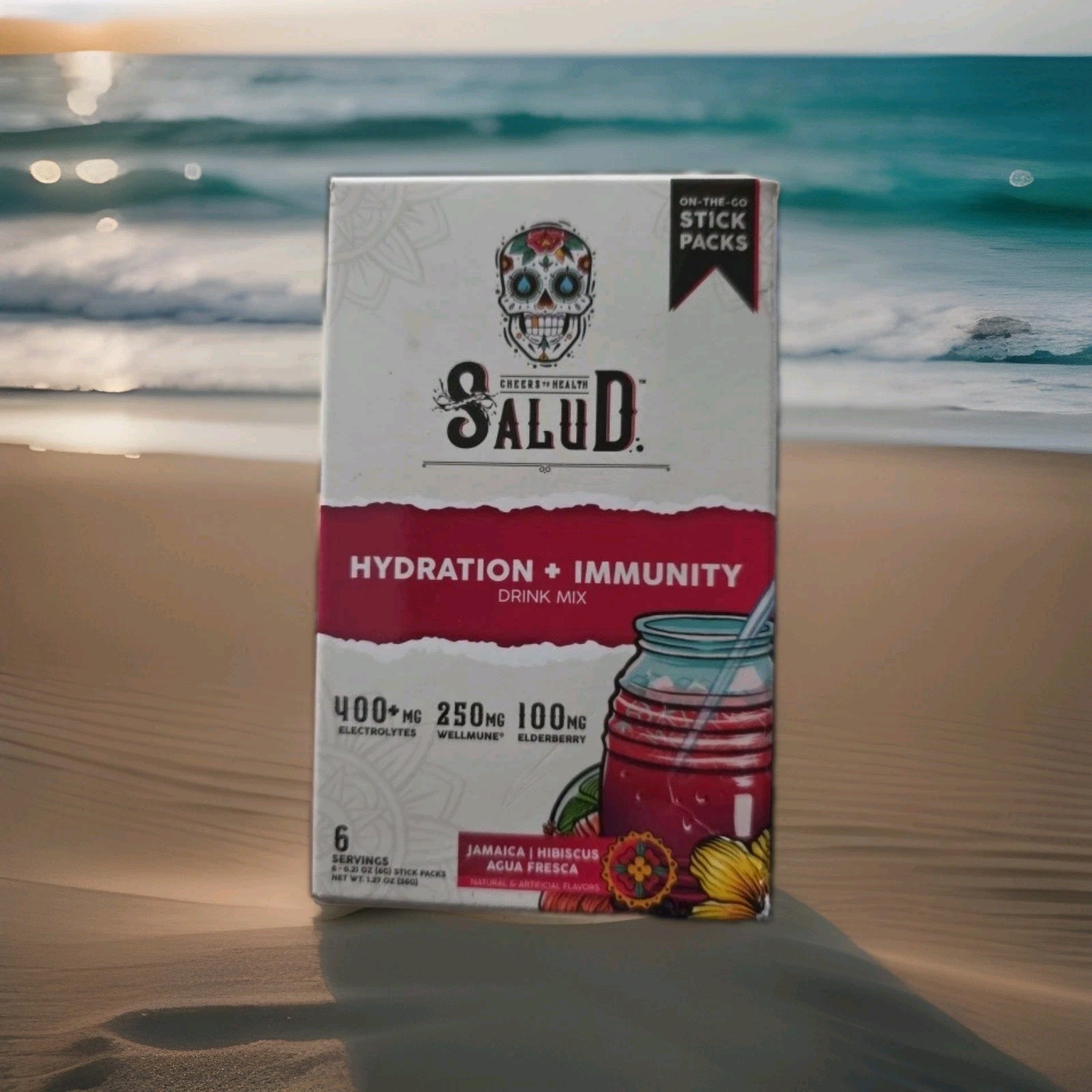 SALUD Hydration + Immunity Drink Mix, 6 On-The-Go Sticks exp 06/2027