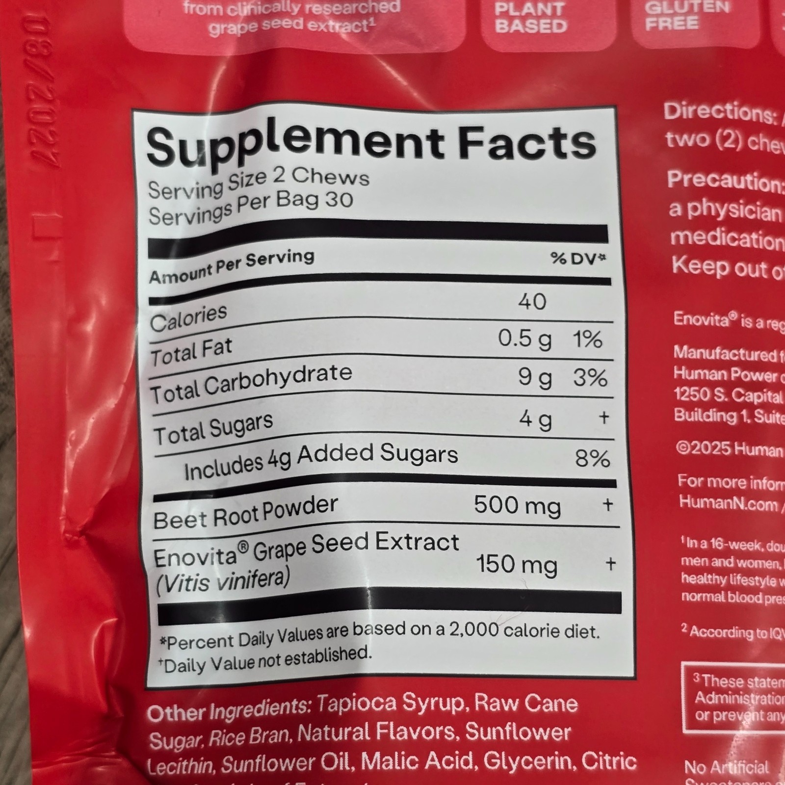 HumanN – SUPER BEETS Heart Chews, 60 Count, New & Sealed! EXP: 08/2027