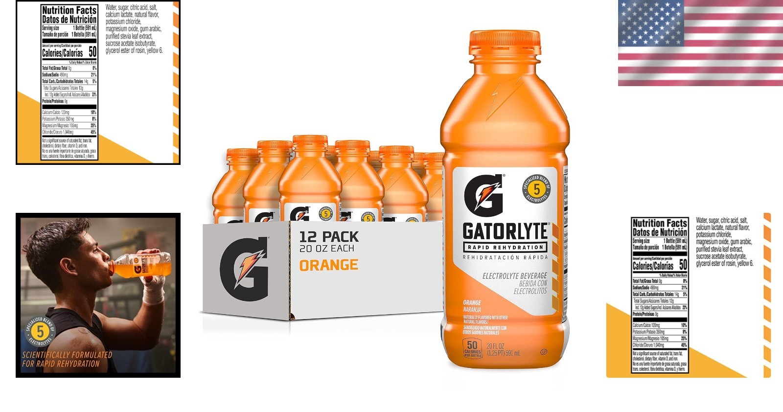 12 Pack Gatorlyte Orange Electrolyte Beverage – Low Sugar Hydration Solution
