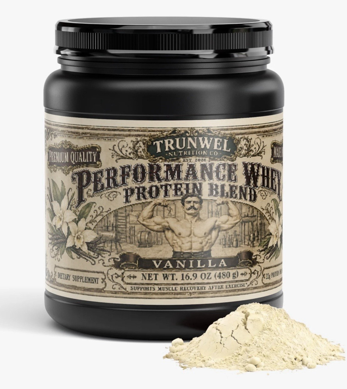 Whey Protein Blend Premium Quality Vanilla Powder Muscle Recovery 16.9 oz 480 g