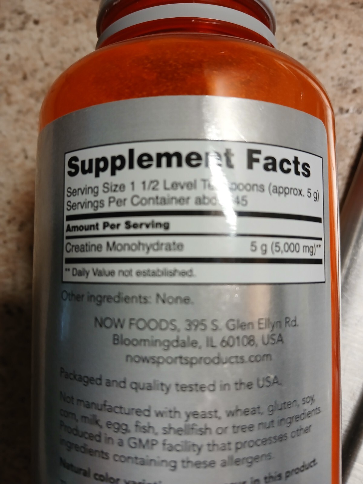 NOW Sports Nutrition Creatine Monohydrate Powder Mass Building*/Energy