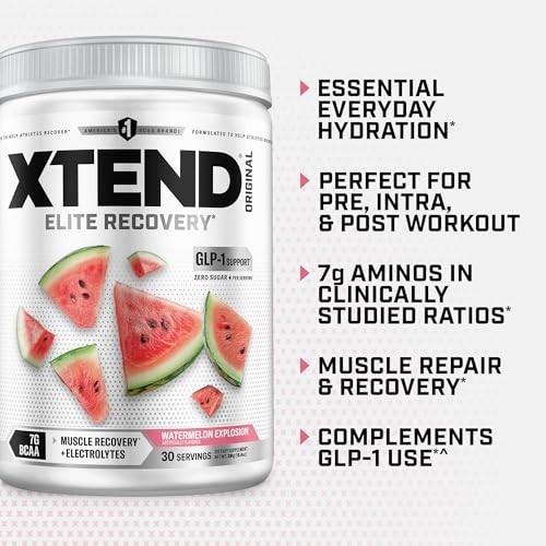 BCAA Powder for Muscle Recovery & Hydration, 7g BCAAs, Sugar-Free, Watermelon, 3