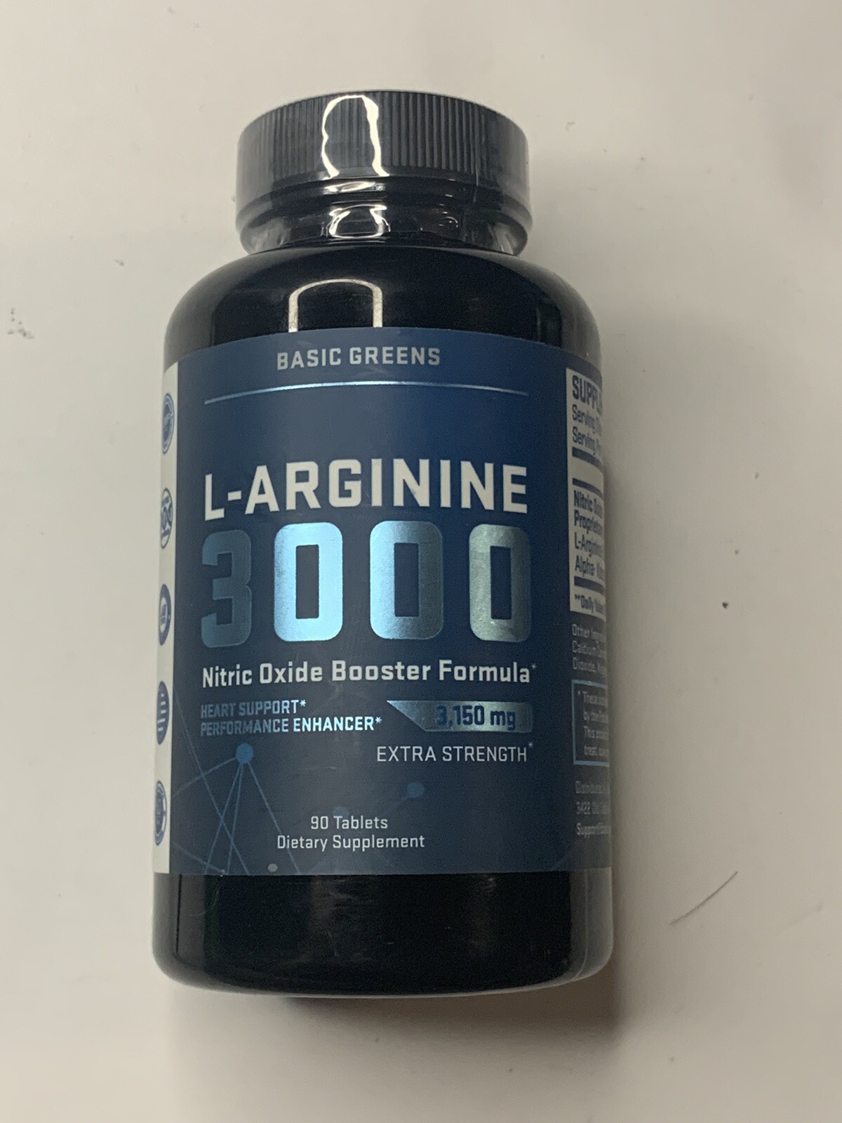 BASIC GREENS L Arginine (90 Tablets) Premium L-Arginine 3000 ex 03/24