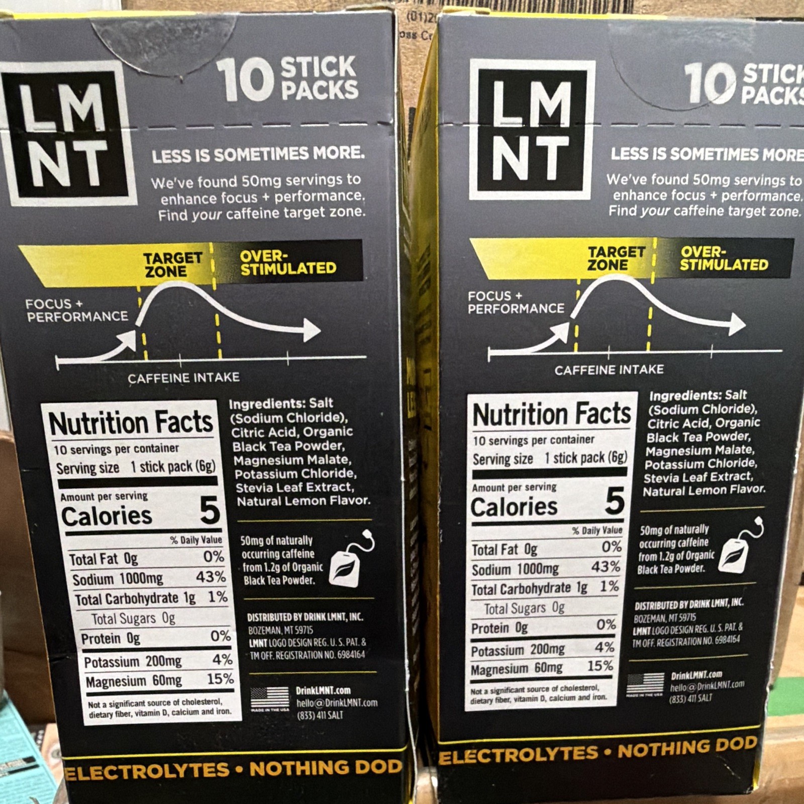 LMNT Electrolyte Drink Mix Sugar-Free Keto Lemonade + Iced Tea 50mg 10ct