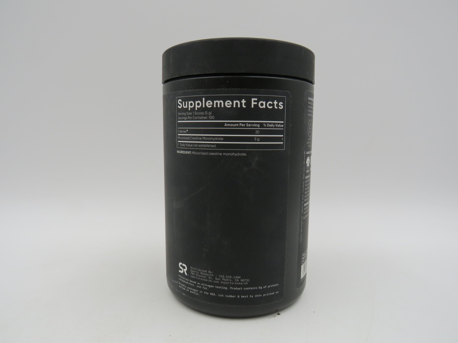 Sports Research Creatine Monohydrate Unflavored 1.1 lb EXP 05/28