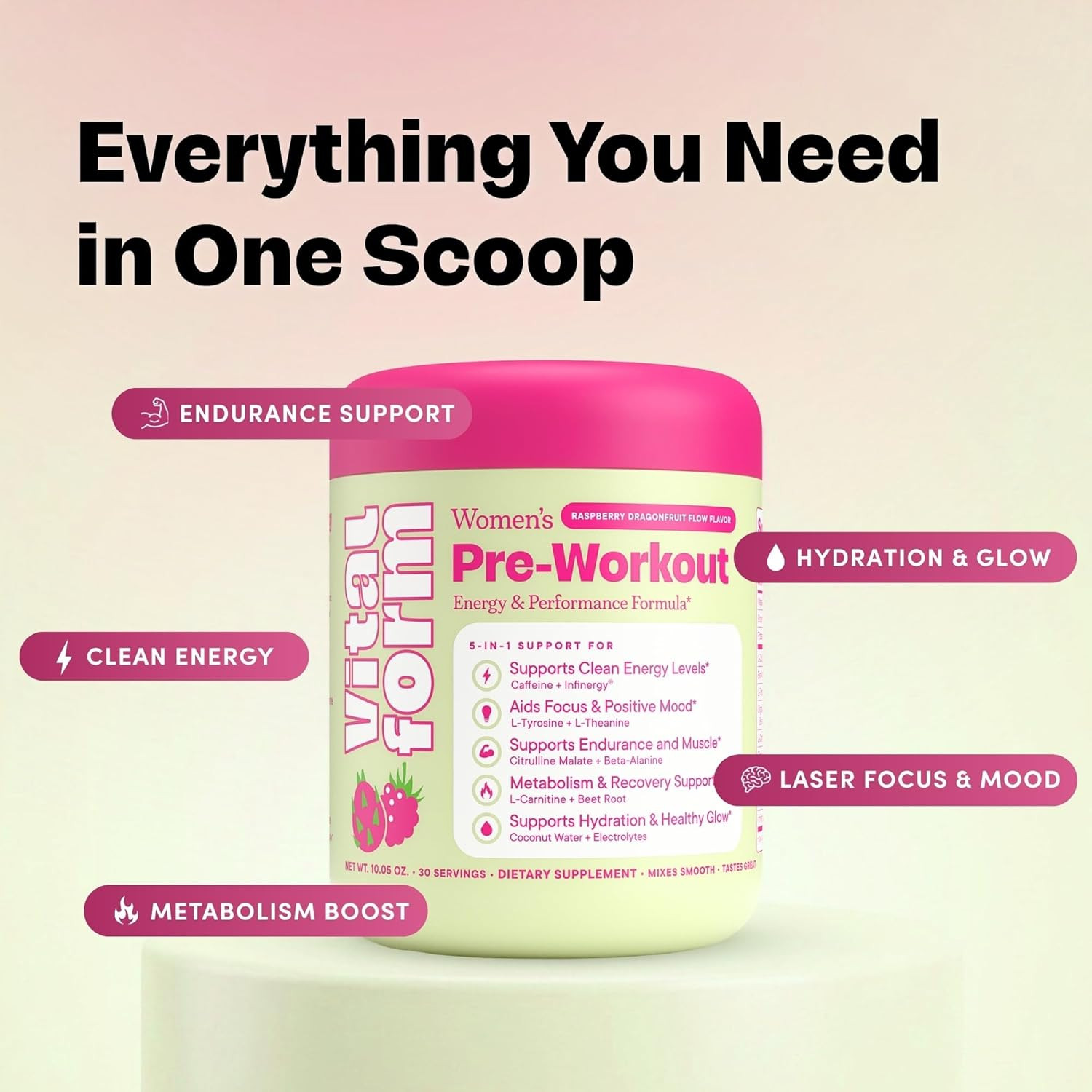 Women’S Pre Workout Powder – Clean Energy, Focus, & Endurance Supplement – 190Mg