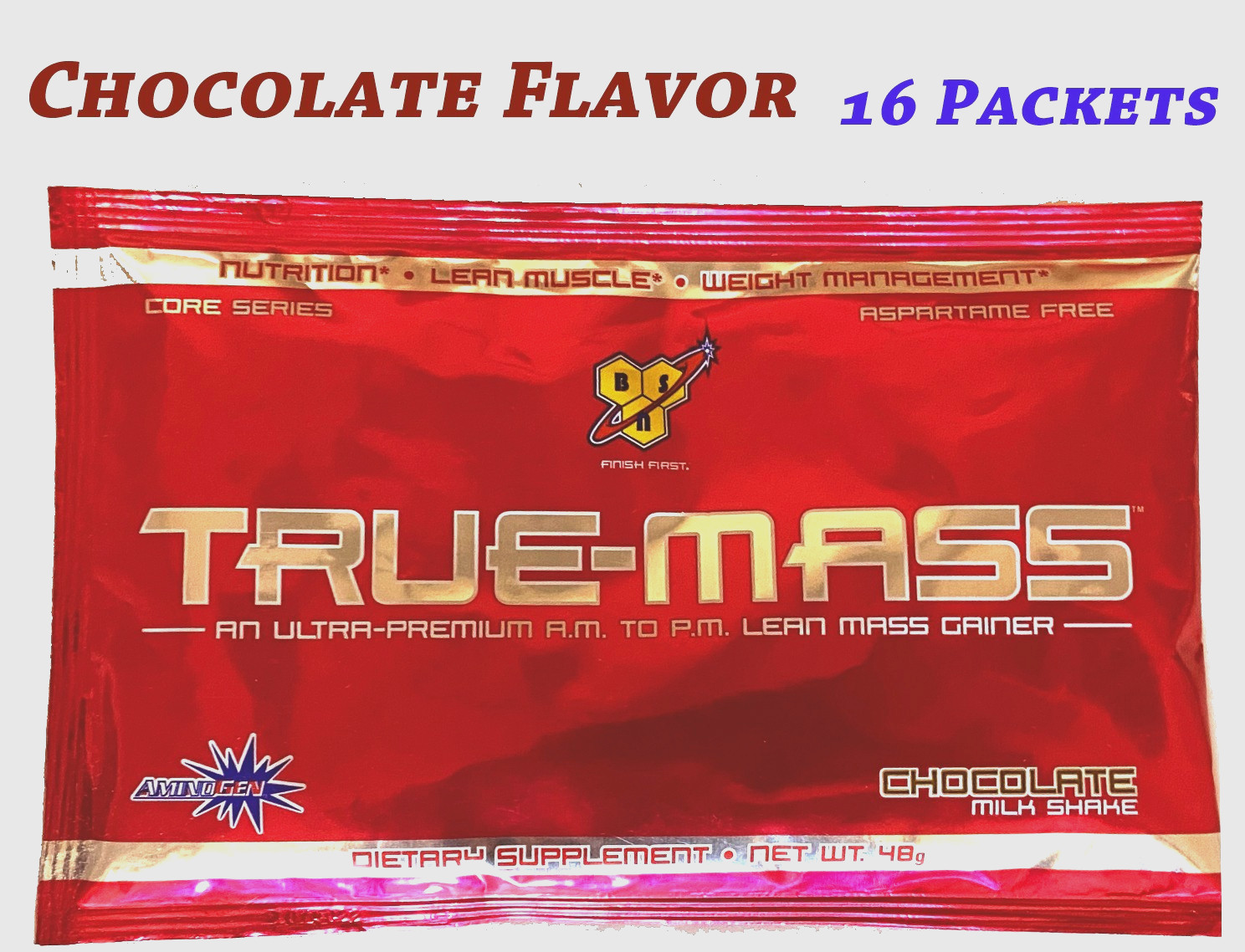 BSN True-Mass, Ultra Premium Protein/Carb Matrix,Chocolate Milkshake ,16 Packets
