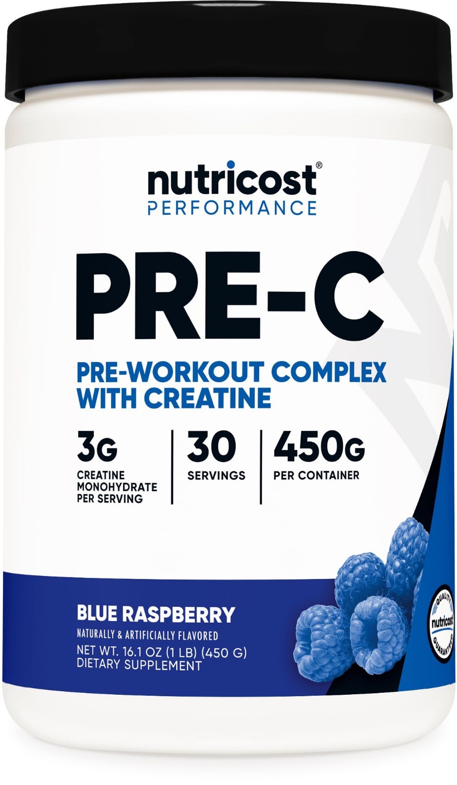 Pre-Workout Complex with Creatine Powder – Blue Raspberry Flavor, 30 Servings, B