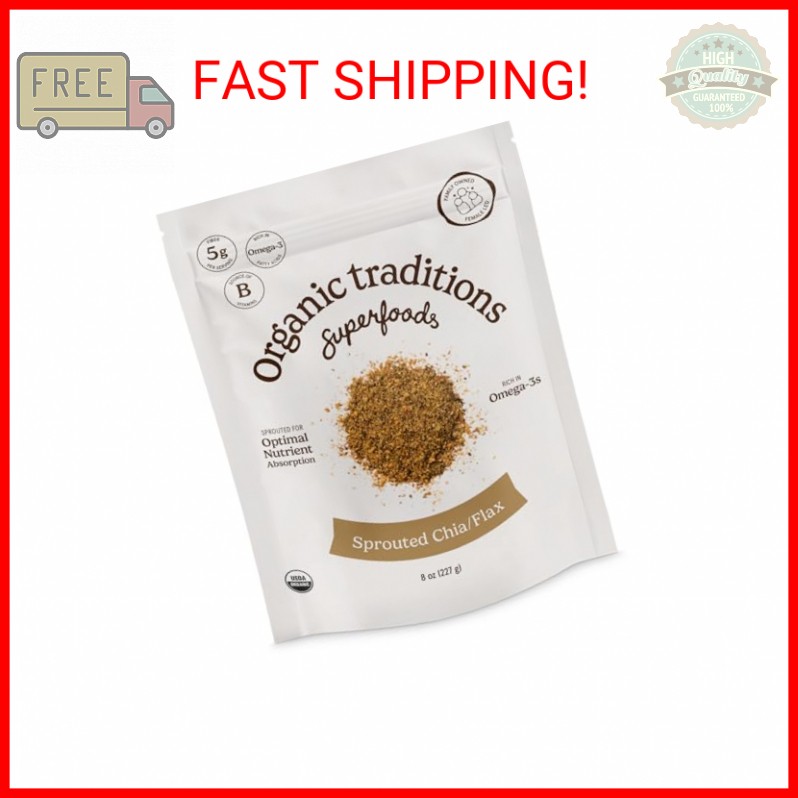 Organic Traditions Sprouted Chia Seeds and Flax Seed Powder, Non-GMO Superfood,