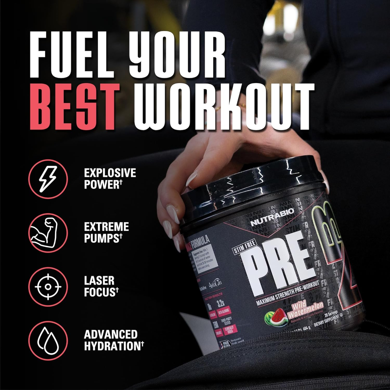 Stim-Free PRE Workout for Men, NEW Non Stim Preworkout | Laser Focus, Extreme Pu